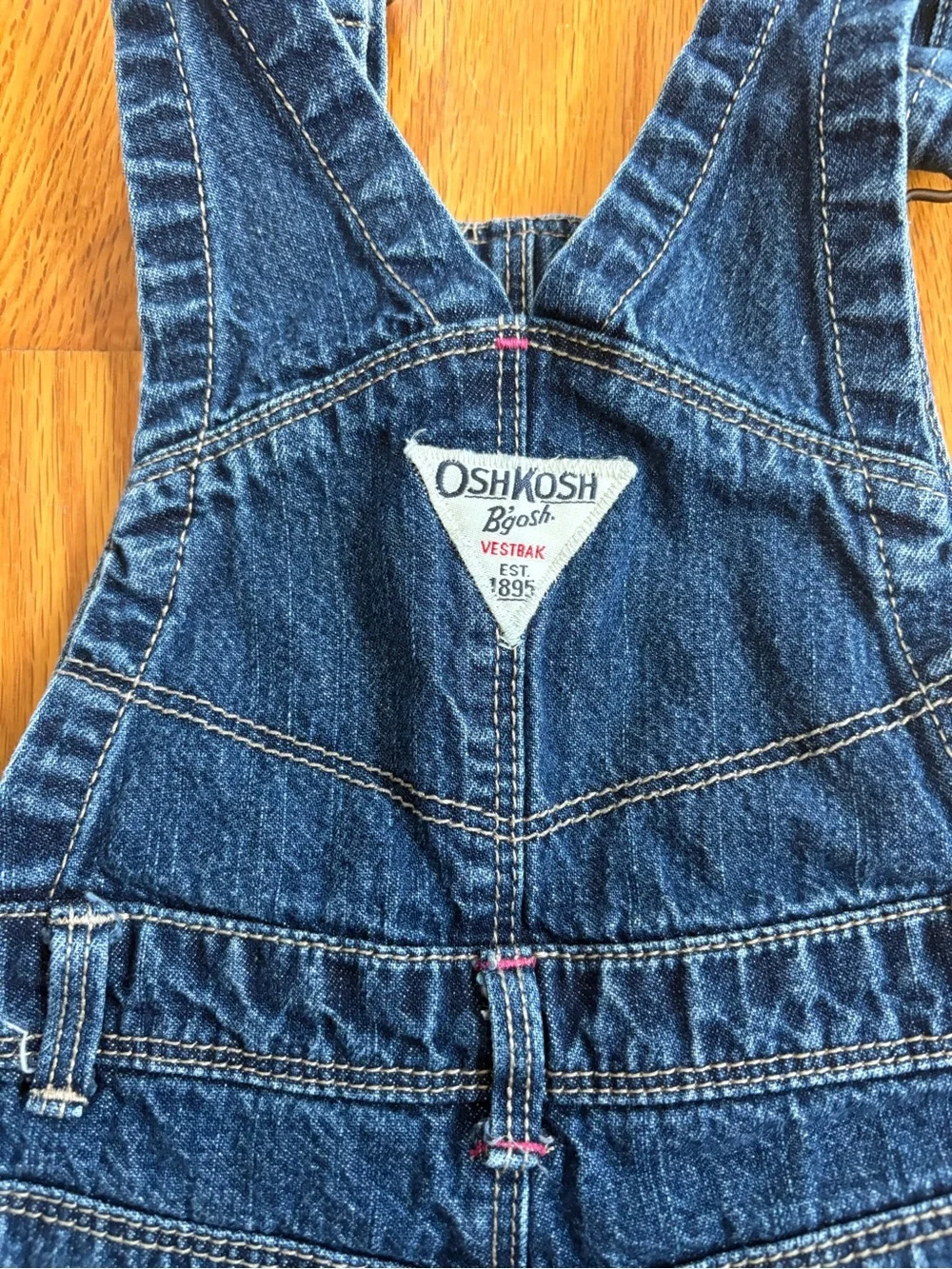 OshKosh B'Gosh Girl Jean Vestback Coveralls 3T Embroidery